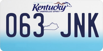 KY license plate 063JNK