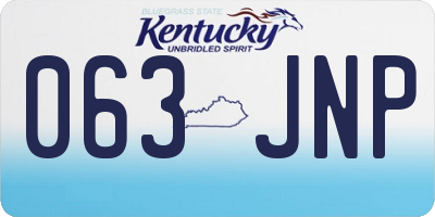 KY license plate 063JNP