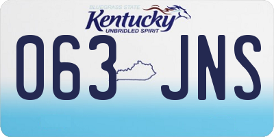 KY license plate 063JNS