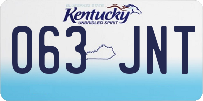 KY license plate 063JNT