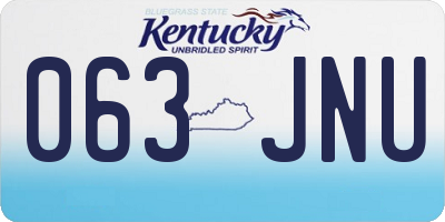 KY license plate 063JNU