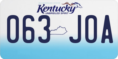 KY license plate 063JOA