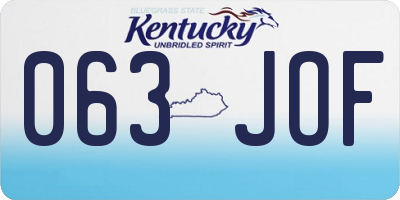 KY license plate 063JOF