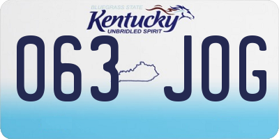 KY license plate 063JOG