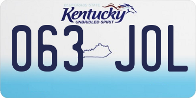KY license plate 063JOL
