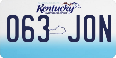 KY license plate 063JON