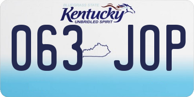 KY license plate 063JOP