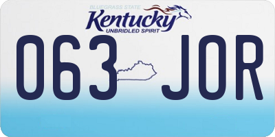 KY license plate 063JOR