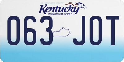 KY license plate 063JOT