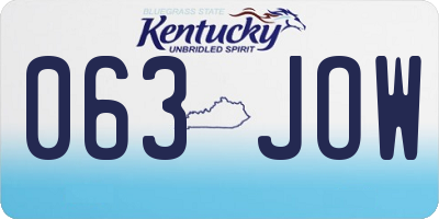 KY license plate 063JOW