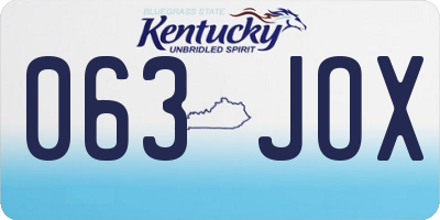 KY license plate 063JOX