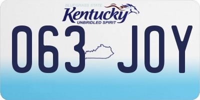KY license plate 063JOY