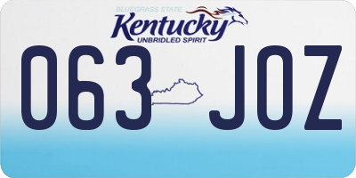 KY license plate 063JOZ
