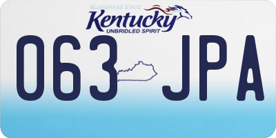 KY license plate 063JPA