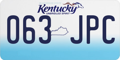 KY license plate 063JPC
