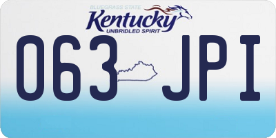 KY license plate 063JPI