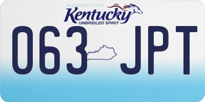 KY license plate 063JPT