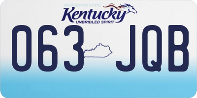 KY license plate 063JQB