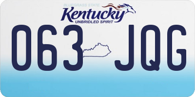 KY license plate 063JQG