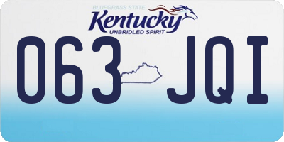 KY license plate 063JQI