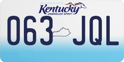 KY license plate 063JQL