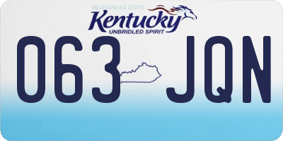 KY license plate 063JQN
