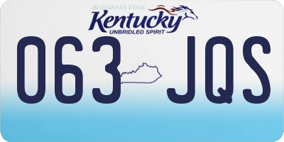 KY license plate 063JQS