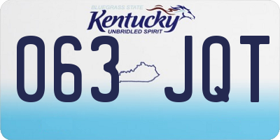KY license plate 063JQT