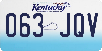 KY license plate 063JQV