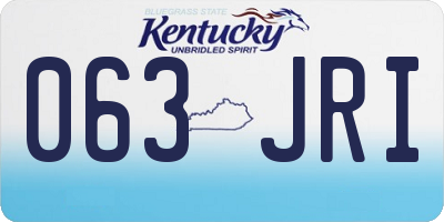 KY license plate 063JRI