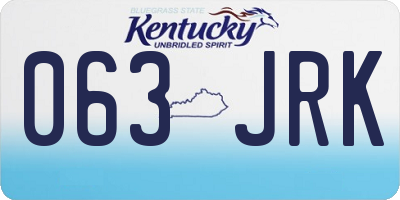 KY license plate 063JRK