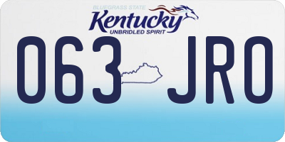 KY license plate 063JRO