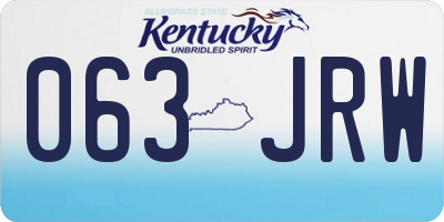 KY license plate 063JRW