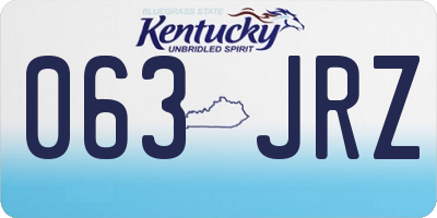 KY license plate 063JRZ