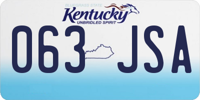 KY license plate 063JSA
