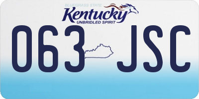 KY license plate 063JSC