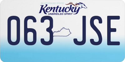 KY license plate 063JSE