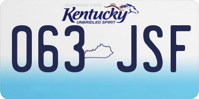 KY license plate 063JSF