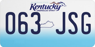 KY license plate 063JSG