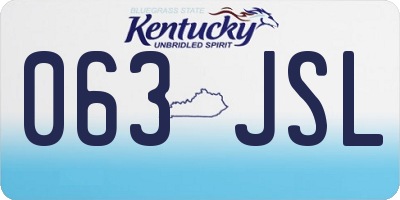 KY license plate 063JSL