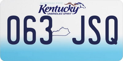 KY license plate 063JSQ