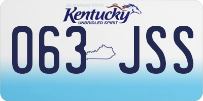 KY license plate 063JSS