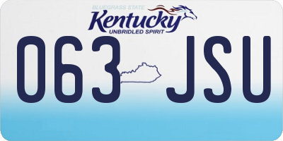 KY license plate 063JSU