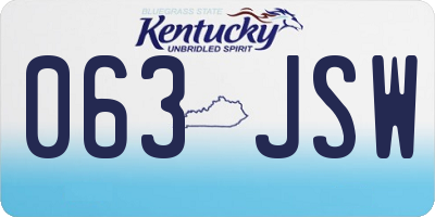 KY license plate 063JSW