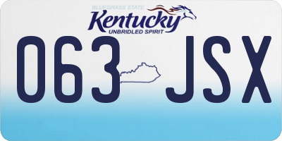 KY license plate 063JSX