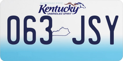 KY license plate 063JSY