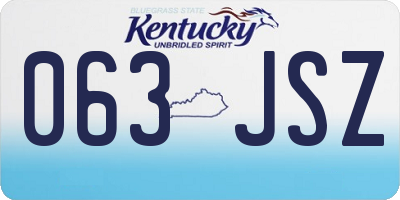 KY license plate 063JSZ