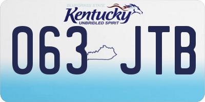 KY license plate 063JTB