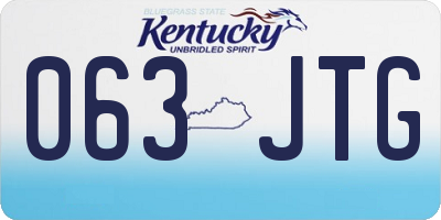KY license plate 063JTG