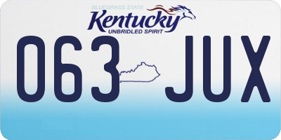 KY license plate 063JUX